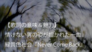 緑黄色社会『Never Come Back』歌詞【意味＆魅力】｜男の不器用な恋愛が描かれた一曲（リョクシャカ）